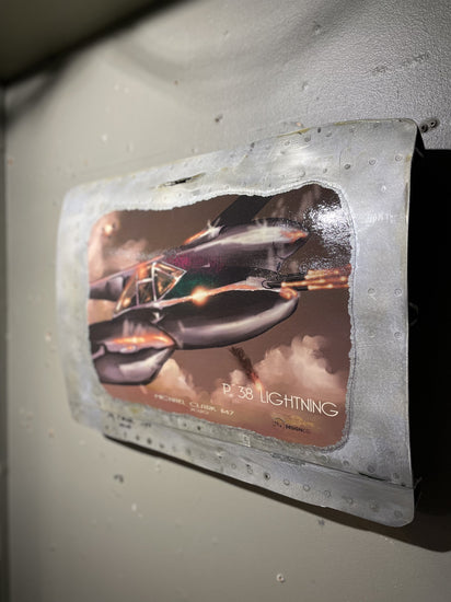 P38 Lightning airplane panel mounted side view