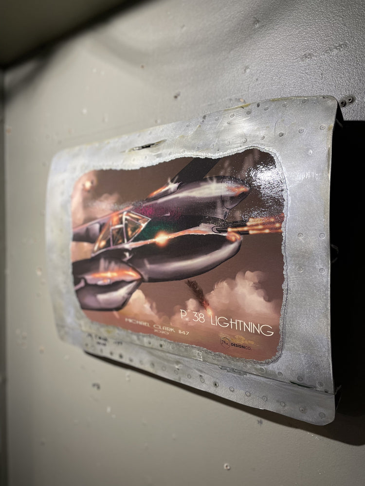 P38 Lightning airplane panel mounted side view