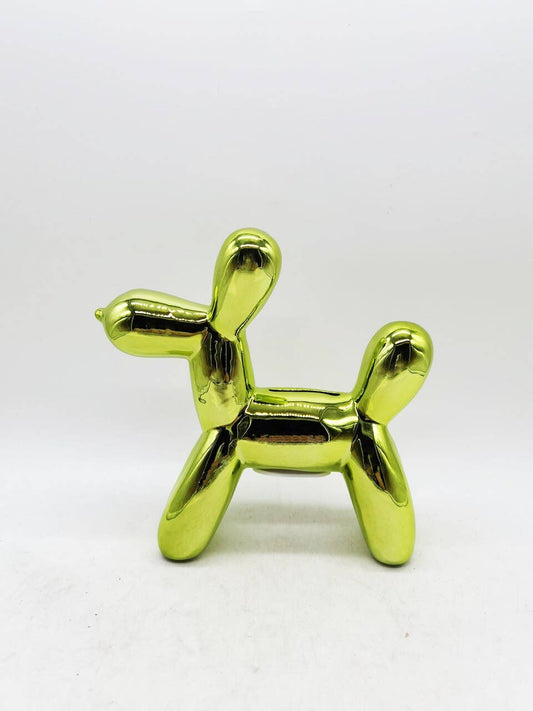 Lime Mini Balloon Dog Bank 7.5" tall